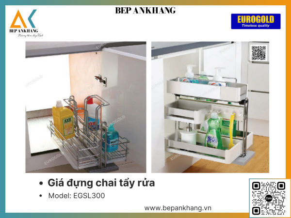 Giá đựng chai tẩy rửa Eurogold EGSL300 - 350mm - Inox mạ crom